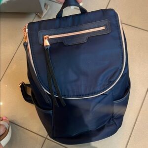 Navy Blue Backpack with Gold Accents by Aimee Kestenberg